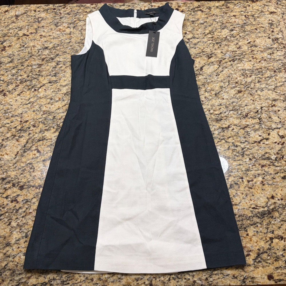 NEW Rachel Zoe Womens Colorblock Sleeveless Shift Dress Black White Size 6 ws